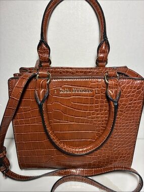 Dana Buchman Cognac Croc-Embossed Satchel with Removable Strap